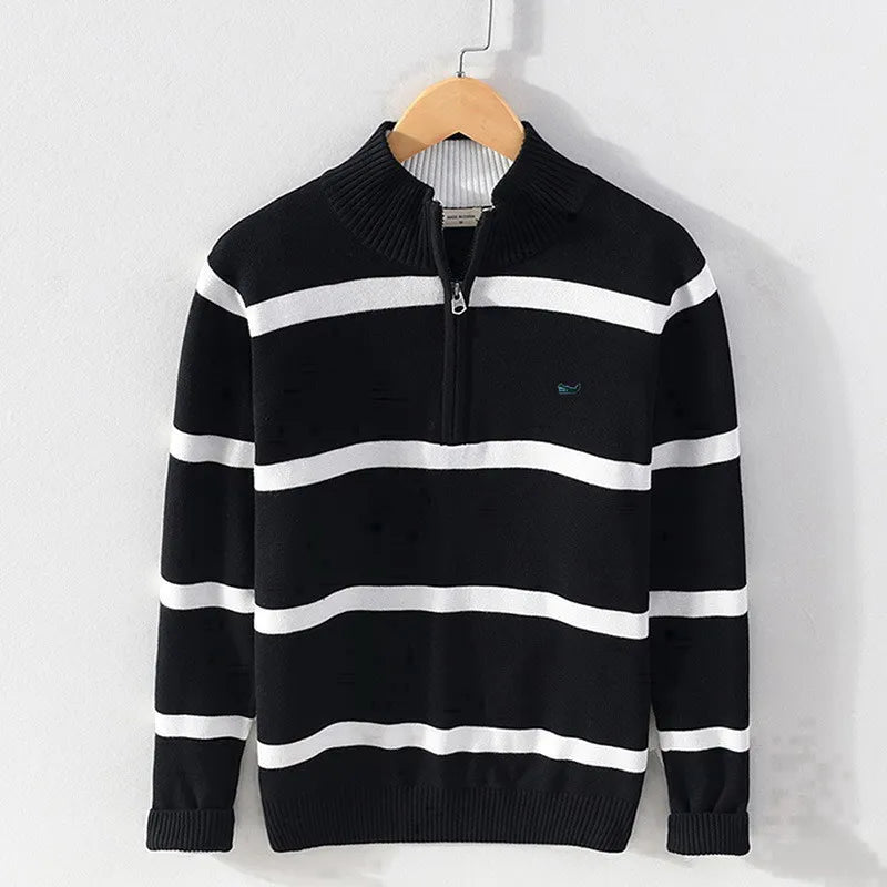 Luciano Coastal Stripe Half-Zip Sweater