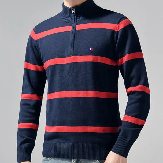 Riviera Stripe Zip-Up Pullover