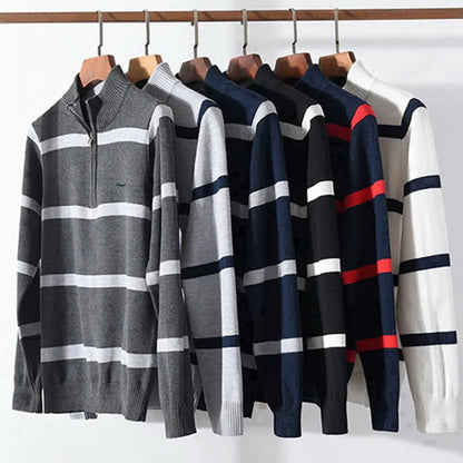 Luciano Coastal Stripe Half-Zip Sweater