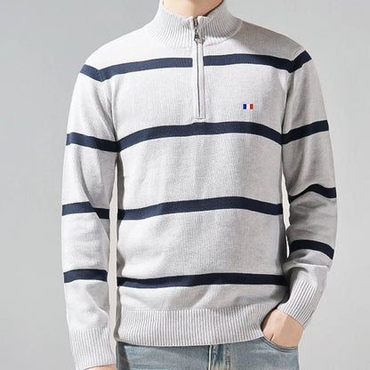 Riviera Stripe Zip-Up Pullover